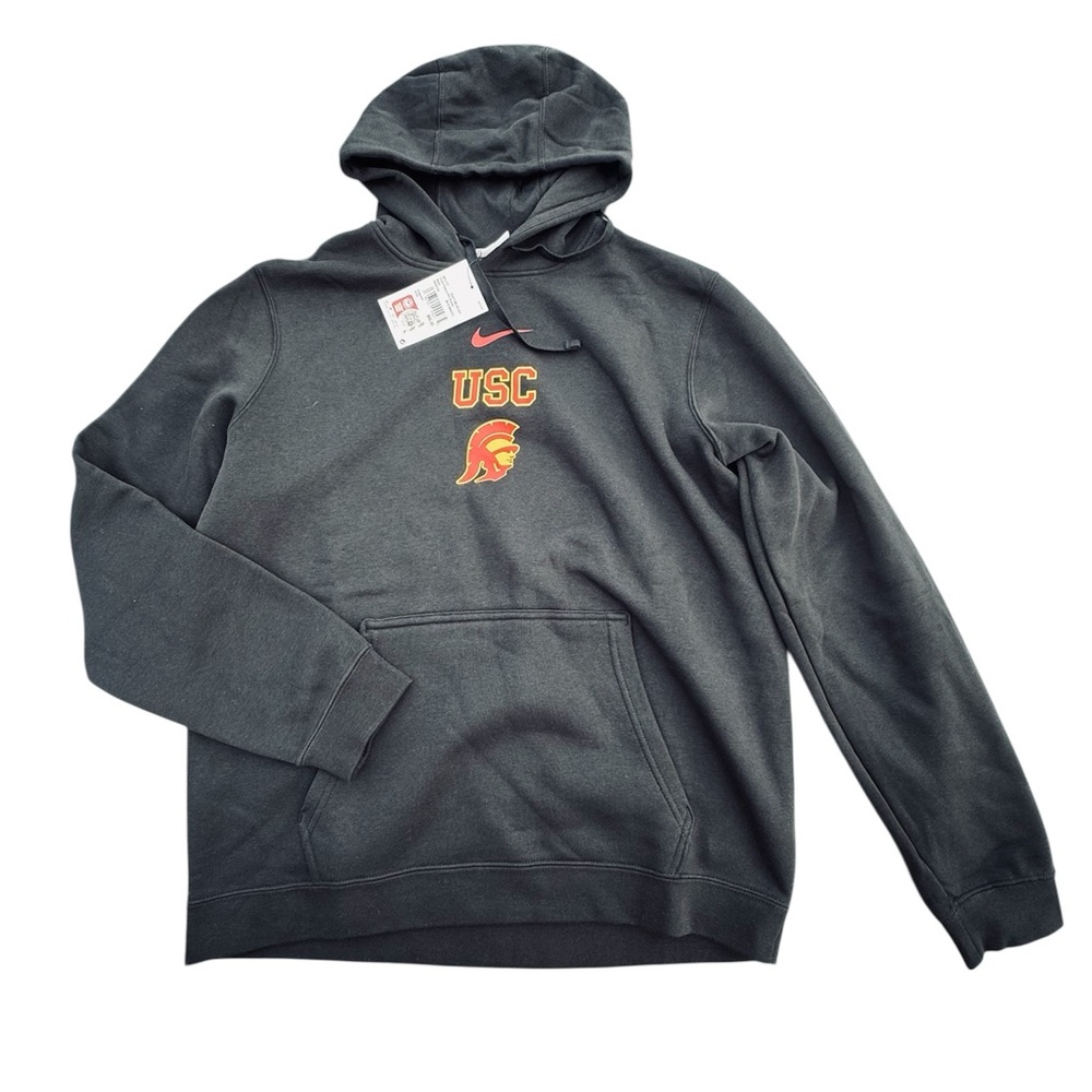 NWT USC Trojans Black Nike Club Fkeece Hoodie Sweatshirt Mens M